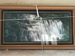 water fall painting 4ft/2ft with shiny wooden frame glass