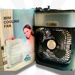 Portable Mini Cooling Fan with AC Air & LED Light - USB Rechargeable