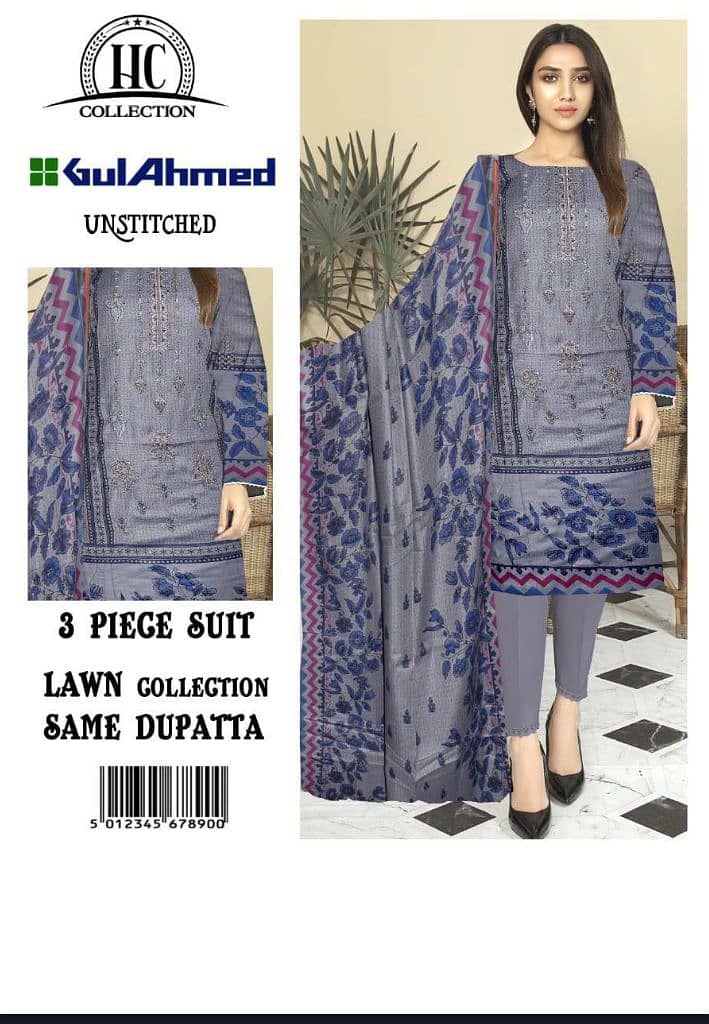 Ladies suit | Casual suit| Lawn suit | 3 pcs Suits | Unstitch Suits 1