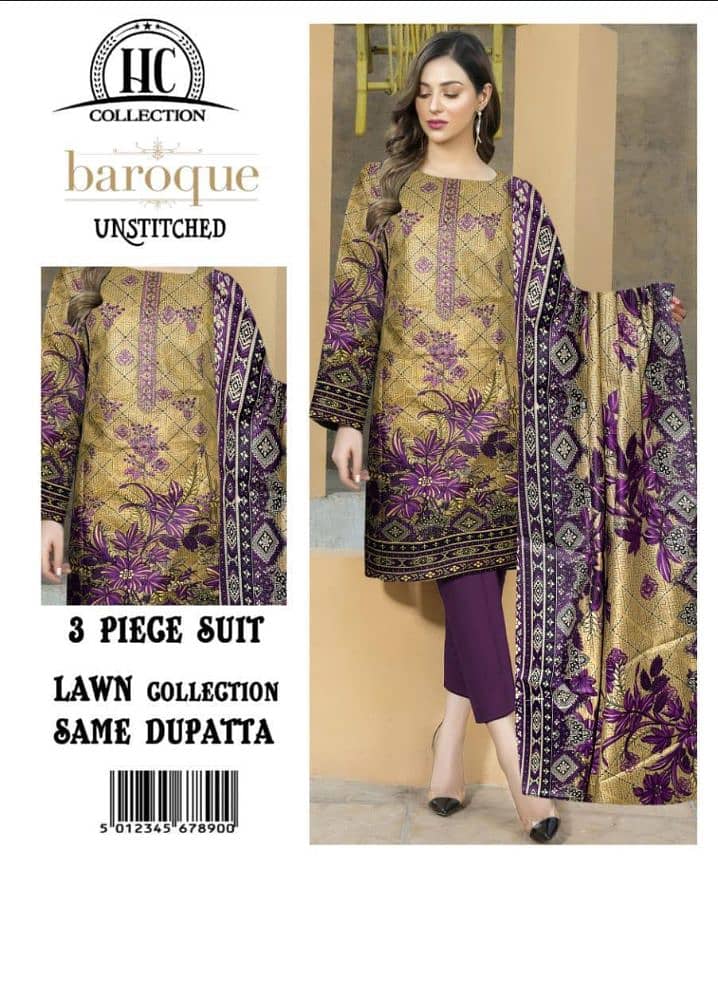 Ladies suit | Casual suit| Lawn suit | 3 pcs Suits | Unstitch Suits 3