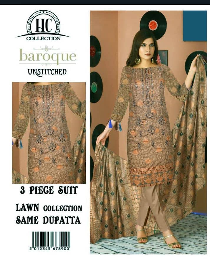 Ladies suit | Casual suit| Lawn suit | 3 pcs Suits | Unstitch Suits 4