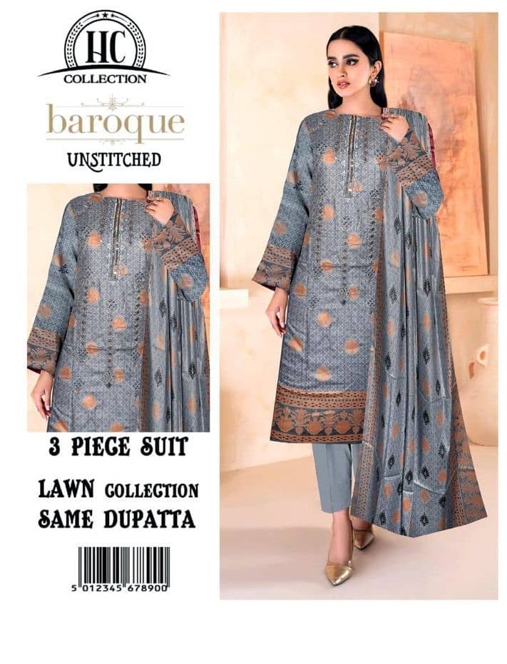 Ladies suit | Casual suit| Lawn suit | 3 pcs Suits | Unstitch Suits 5