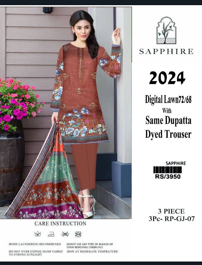 Ladies suit | Casual suit| Lawn suit | 3 pcs Suits | Unstitch Suits 8