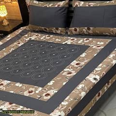 3 PCs cotton Printed Double Bed sheet