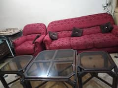 6 set sofa set with 3 wooden tables