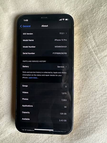 Iphone 12 Pro 128 GB dual sim PTA Approved 10