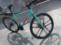 shamp ferozi color , alloy rims, disc brake 10/10. size is 26.