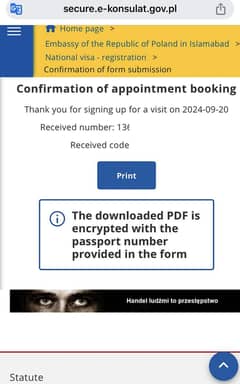 Poland Embassay Appointment Pakistan