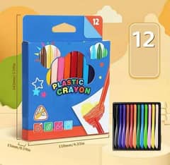 Pack of 12 Art Supply Child’s Plastic Crayons with Box