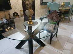 Black Mahogany Wood glass dining table with 3 chairs from interwood 0