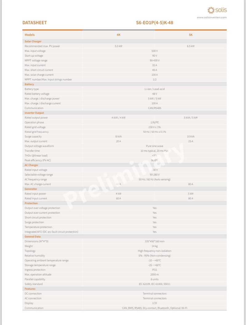 solis solar inverter hybrid & ongrid model ip66 5kw 6kw 10kw 110kw 3