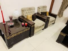 Sofa set / 7 seater sofa /sofa set with Glass top 3 center table set