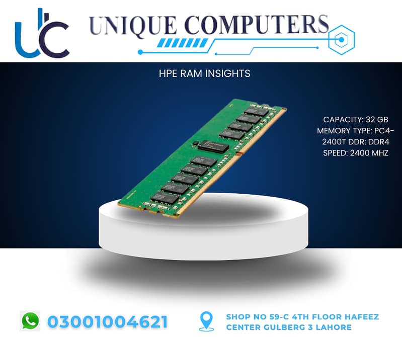 HPE RAM INSIGHTS CAPACITY: 32 GB MEMORY TYPE: PC4- 2400T DDR: DDR4 SPE 0