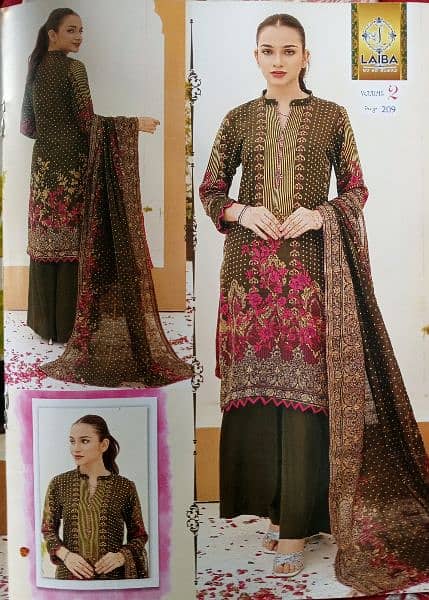 3 piece suit Lawn shirt trouser with Diamond Dupatta 1