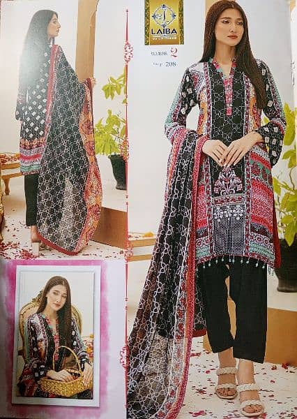 3 piece suit Lawn shirt trouser with Diamond Dupatta 2