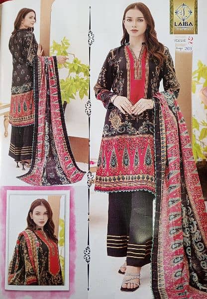 3 piece suit Lawn shirt trouser with Diamond Dupatta 5