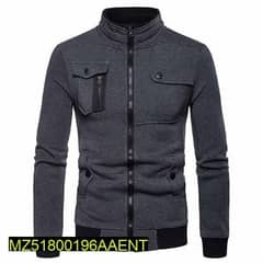 1 pc man stitched Fleece Zipper jacket Grey