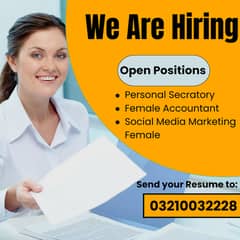 Female Accountant - Fashion designer - marketing female required