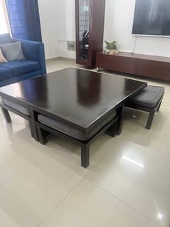 dining, sofas and coffee table