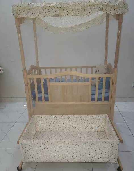 Multi-Function Wooden Baby Crib + FREE Baby Wooden Swing 7