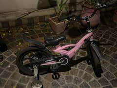 selling pink childrens bicycle in perfect unused condition