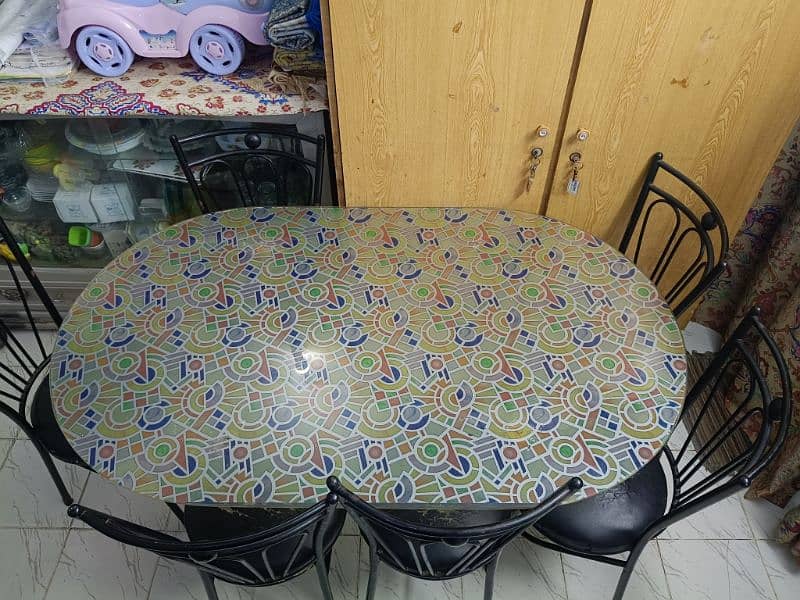 Rod Iron + Glass top Dining with 6 Chairs 0