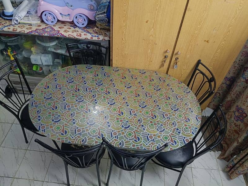 Rod Iron + Glass top Dining with 6 Chairs 1