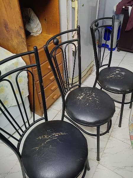 Rod Iron + Glass top Dining with 6 Chairs 2