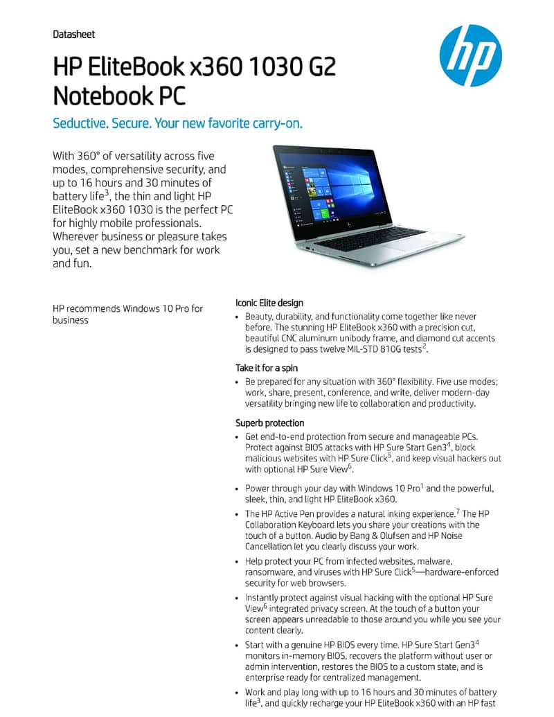 HP Elitebook x360 1030 G2 (120Hz IPS, i5-7th,16GB RAM, 512GB NVMe SSD) 19