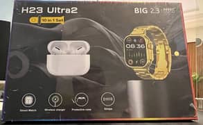 ultra 2 smart watch with earpods and 10 in 1 straps