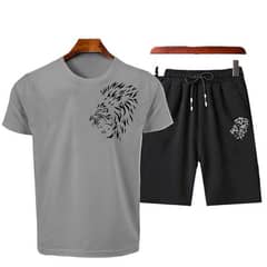 2 pcs men's polyester T-shirt and shorts