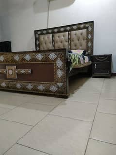 King size bed with mattress with two side tables 0