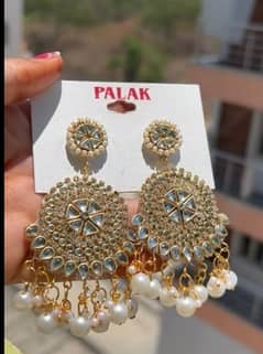 beautiful white kundan earings