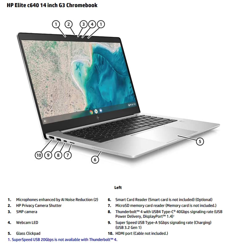 HP Elite C640 G3  Core i5 1245U 12th Gen 8Gb 256GB Nvme Windows 10 10