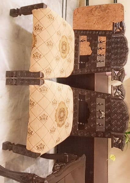 Pure shesham wood antique embroidered Muzaffarabadi bedroom chairs 2