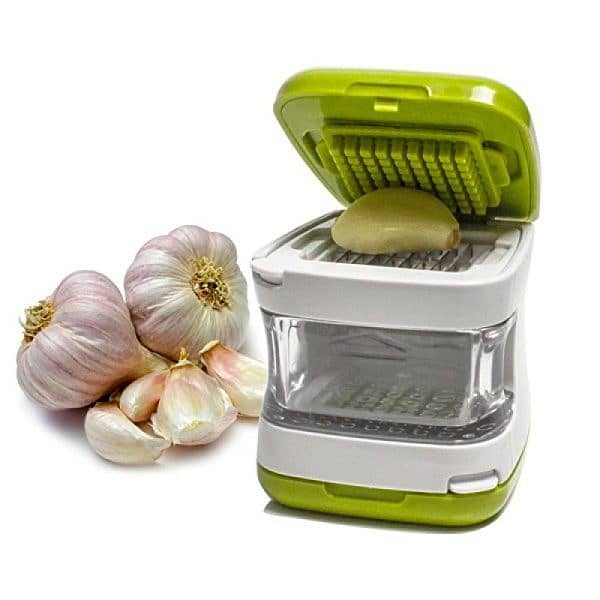 Garlic Press With 2 Stainless Steel Blades, Effortless Garlic Cube Cr 5