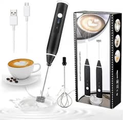 2 In 1 With Spring Electric Milk Frother Whisk Egg Beater Usb Recharg