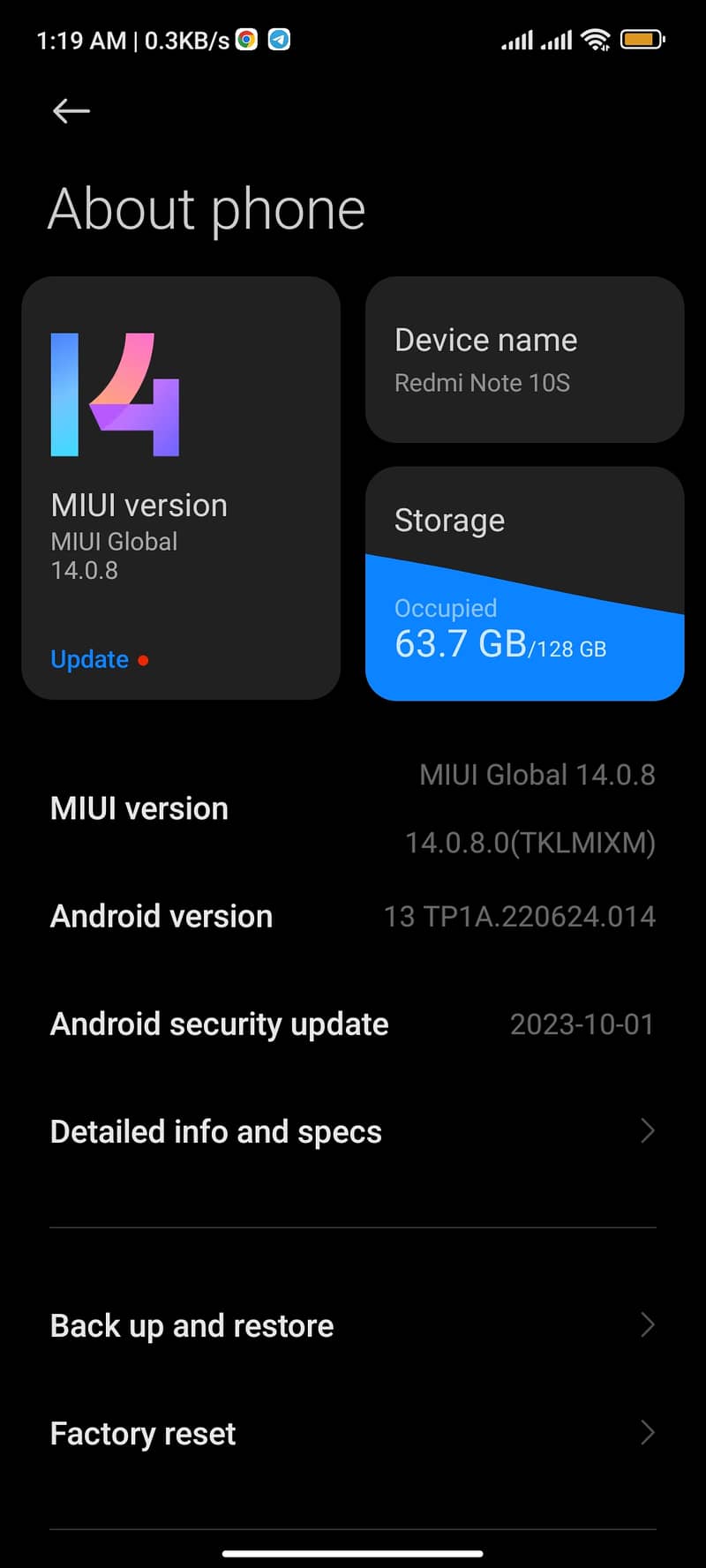 redmi note 10s 8+3ram 128 rom /10by10/ 7