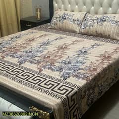 3 pcs crystal cotton printed double bed sheets