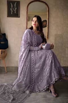 Asim Jofa Purple Bridal Collection Chiffon