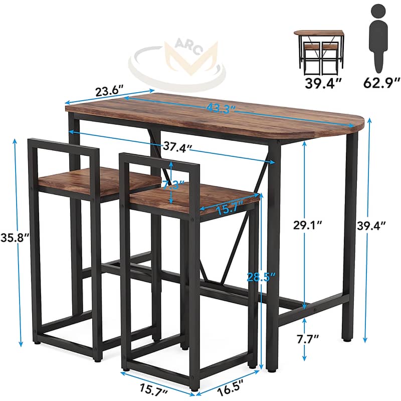 Dining table with 2 chairs, Breakfast Table, Coffee Table Set, kitchen 7