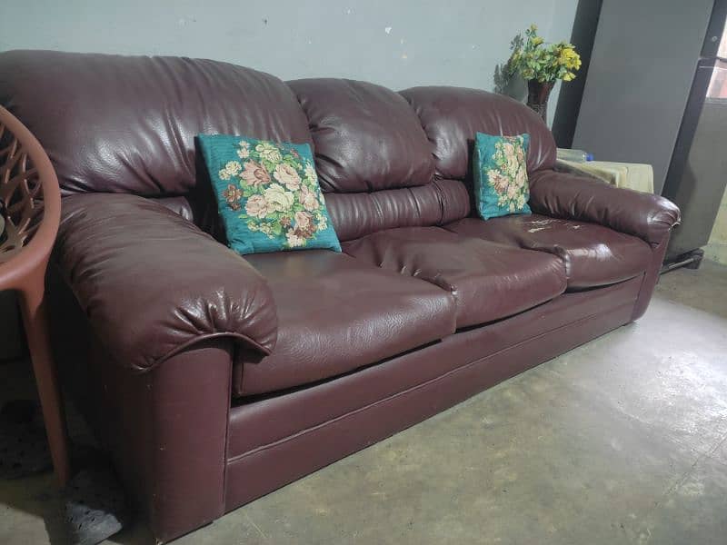 sofa set (leather) 5 seater 3