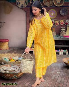 2 PCs women,s stitched Lawn Chunri printed suit