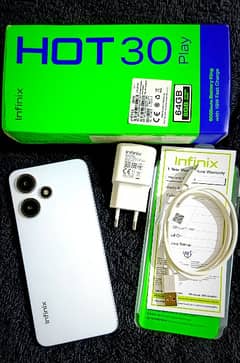 Infinix Hot 30 play 4/64 10/10 Condition Not a single scratch. com Box