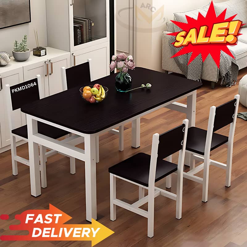 Dining Table and Chairs, 4 & 6 Piece Industrial Dining Table, Metal F 0