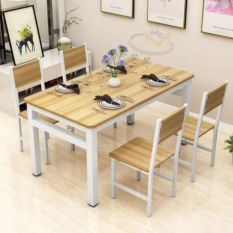 Dining Table and Chairs, 4 & 6 Piece Industrial Dining Table, Metal F 2