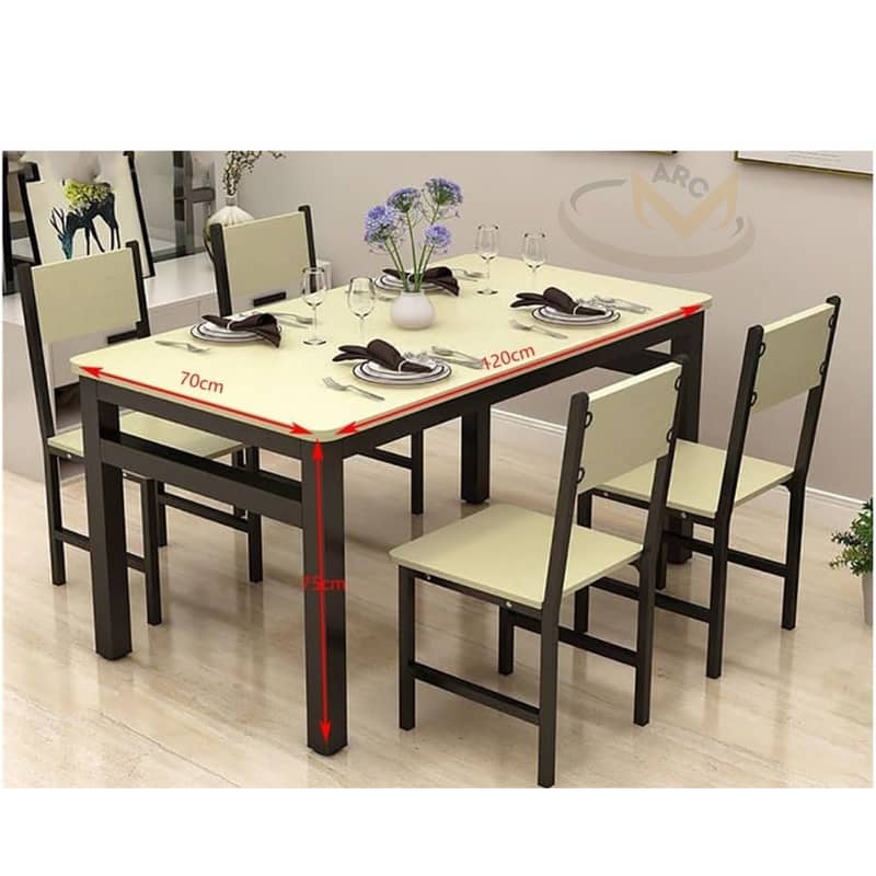 Dining Table and Chairs, 4 & 6 Piece Industrial Dining Table, Metal F 4