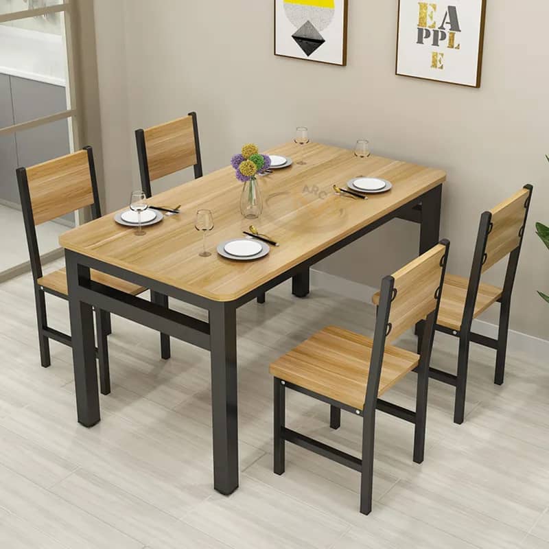 Dining Table and Chairs, 4 & 6 Piece Industrial Dining Table, Metal F 5