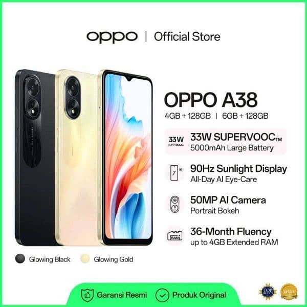 Oppo a38 dabba charger 6+4%128 1