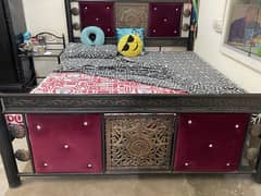 Queen size bed with mattress & 2 side table